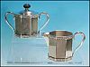 Lawrence B. Smith Co. (L.B.S.CO.) Sheffield Silver Plate Silverplate Creamer Pitcher and Covered Sugar Bowl Tea Set - Bakelite Knob