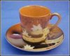 Hand-Painted and Gold Gilded Fine Bone China Opalescent Demitasse Tea Cup & Saucer Set - Japan A848
