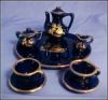 Miniature Porcelain China Tea Set  COBALT BLUE VICTORIAN 10 Pc. Tea Set