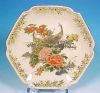 Pair Vintage Japanese Gizan SatsumaChina Hexagon Peacock Plates A908