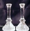 Pair of IMPERIAL Crystal Candlesticks Diamond Cut Design on Base 8" 