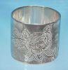 Victorian Silver Plate Napkin Ring Antique Roses #2