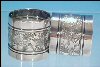 Antique Silver Plate Napkin Rings Pair Flowers & Ferns