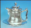 Poole Silver Quadruple Silverplate Creamer Syrup Pitcher & Matching Underplate Satin Finish Victorian Antique #914
