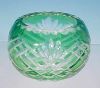 Emerald Green Crystal Cut to Clear Rose Bowl