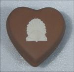 Rare Wedgwood Jasperware Brown Heart Shape Lidded Trinket Box Shell