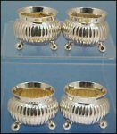 Antique Silver Plate Footed Salts / Salt Cellars in Case THOMAS LATHAM & ERNEST MORTON c.1866-1896