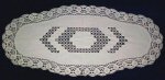 Handmade White Cotton Linen & Crochet Lace Oval Table Runner 28" x 13" Table Linen