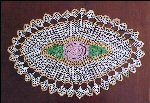 Vintage Large HAND CROCHET LACE FLORAL MEDALLION DOILY 22" x 14"