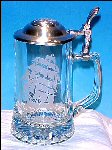 Vintage CUI Lidded GLASS Beer Stein - Nautical Stein Series - ARIEL / Old Spice