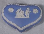 Large Wedgwood Japserware LIGHT BLUE Lidded Heart Shape Trinket Jewelry Box