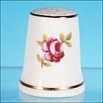 Vintage ROYAL ADDERLEY "Floral" Bone China Thimble Made in England Red Rose