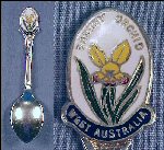 Vintage Silverplate EPNS & Enamel Collectible Souvenir Spoon DONKEY ORCHID, WEST AUSTRALIA