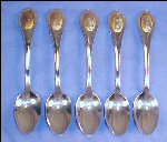 Vintage BERTA HUMMEL Limited Edition Damascening & Silverplate Collectible Spoons Set of 5 REED & BARTON for NE