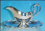 Silverplate Footed Gravy Sauce Boat with Attached Underplate