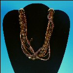 Retro Multi-Strand Chunky Beaded 14" Choker Necklace - Browns, Topaz and Metallic Burgundy