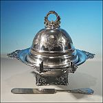 Antique English Silverplate Footed Dome Butter Dish WILLIAM MAMMATT & SONS Sheffield, England / WILCOX SILVERPLATE CO. Silver Plate Newport Butter Spreader Knife