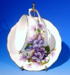 Vintage ROYAL VALE Violets Teacup & Saucer Set (c. 1953-1964)