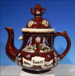 Antique Measham Majolica BARGEWARE Teapot Tea Pot Mini Teapot Finial Knob Trecle Glaze
