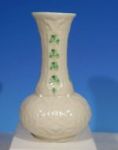 Vintage Irish BELLEEK Porcelain Shamrock Flower Bud Vase Green Gaelic Mark 1965-1980$25.00