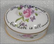 Vintage Crown Staffordshire Trinket Box “The Gift is Small But Love is All” Porcelain China $