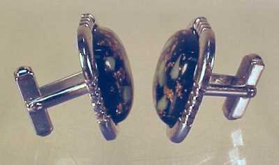 Vintage ANSON MOTHER OF PEARL STERLING SILVER CUFF SET