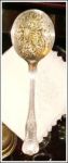 SHEFFIELD Silver Plate Ornate Repousse Fruit Berry Casserole Serving Spoon with Gold Wash