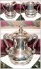 Antique FORBES Quadruple Silver Silverplate Covered Sugar, Creamer & Waste Tea Set