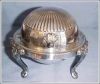 Vintage 1883 ROGERS Silverplate Mechanical  Lion Claw Foot Caviar Covered Butter Dish