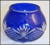 Crystal Cobalt Blue Rose Bowl Cut to Clear